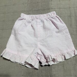 Bailey Boys SSI Pink White Striped Seersucker Ruffle Hem Shorts 18M Girls